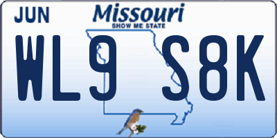MO license plate WL9S8K