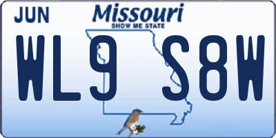 MO license plate WL9S8W