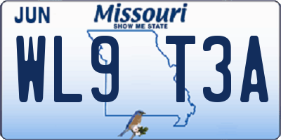 MO license plate WL9T3A