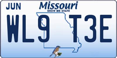 MO license plate WL9T3E