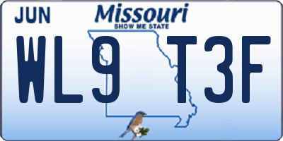 MO license plate WL9T3F