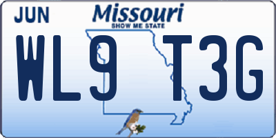 MO license plate WL9T3G