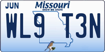 MO license plate WL9T3N