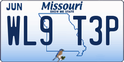 MO license plate WL9T3P