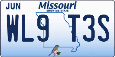 MO license plate WL9T3S