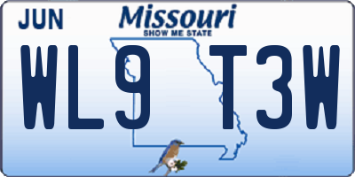 MO license plate WL9T3W