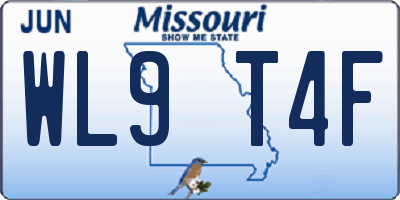 MO license plate WL9T4F