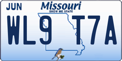 MO license plate WL9T7A
