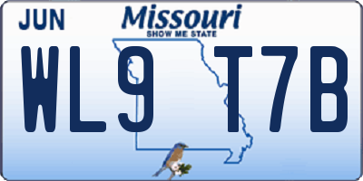 MO license plate WL9T7B