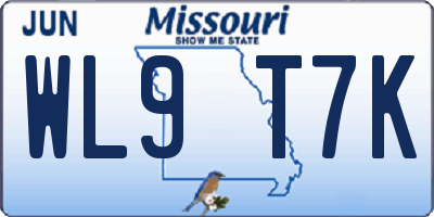 MO license plate WL9T7K