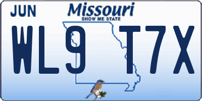 MO license plate WL9T7X