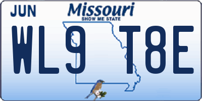 MO license plate WL9T8E