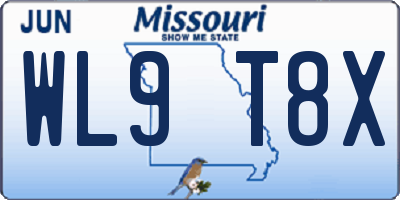 MO license plate WL9T8X