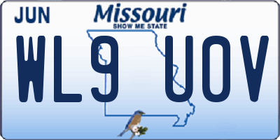 MO license plate WL9U0V