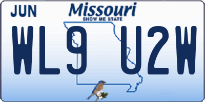 MO license plate WL9U2W
