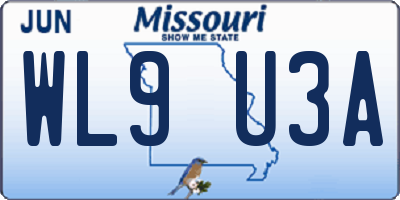 MO license plate WL9U3A