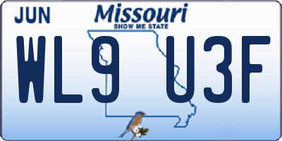 MO license plate WL9U3F