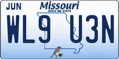 MO license plate WL9U3N