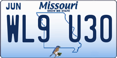 MO license plate WL9U3O