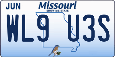MO license plate WL9U3S