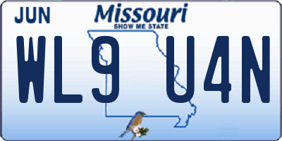 MO license plate WL9U4N
