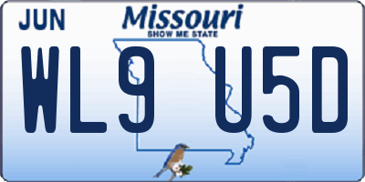 MO license plate WL9U5D