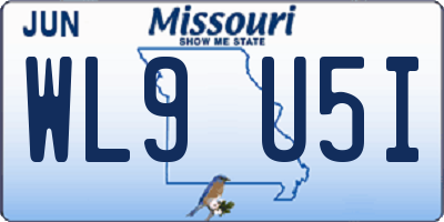 MO license plate WL9U5I
