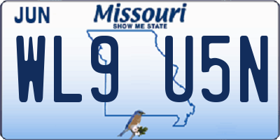 MO license plate WL9U5N