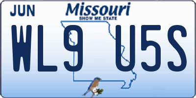 MO license plate WL9U5S