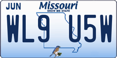 MO license plate WL9U5W