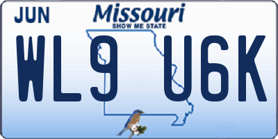 MO license plate WL9U6K