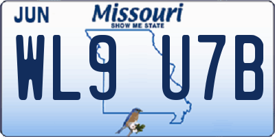 MO license plate WL9U7B