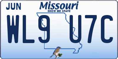 MO license plate WL9U7C