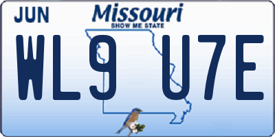 MO license plate WL9U7E