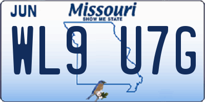 MO license plate WL9U7G