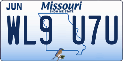 MO license plate WL9U7U