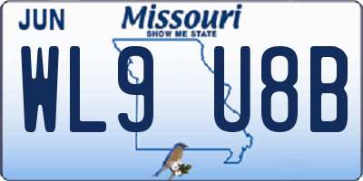 MO license plate WL9U8B