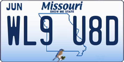 MO license plate WL9U8D