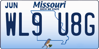 MO license plate WL9U8G