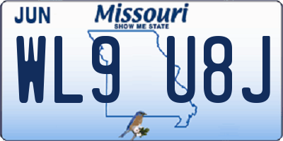 MO license plate WL9U8J