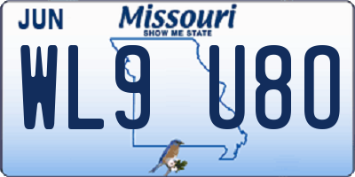 MO license plate WL9U8O