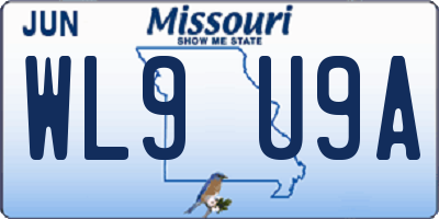 MO license plate WL9U9A