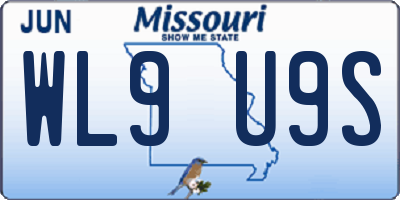 MO license plate WL9U9S