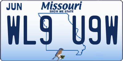 MO license plate WL9U9W