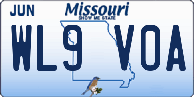 MO license plate WL9V0A