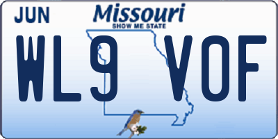 MO license plate WL9V0F