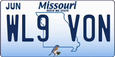 MO license plate WL9V0N