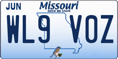 MO license plate WL9V0Z