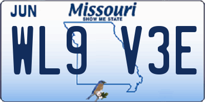 MO license plate WL9V3E