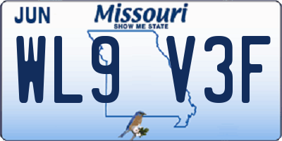 MO license plate WL9V3F